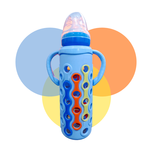 ALGO GLASS SILICONE FEEDING BOTTLE 240ML 9152