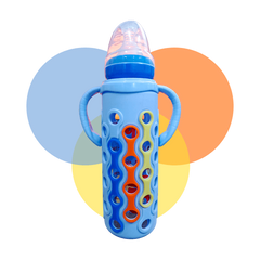 ALGO GLASS SILICONE FEEDING BOTTLE 240ML 9152