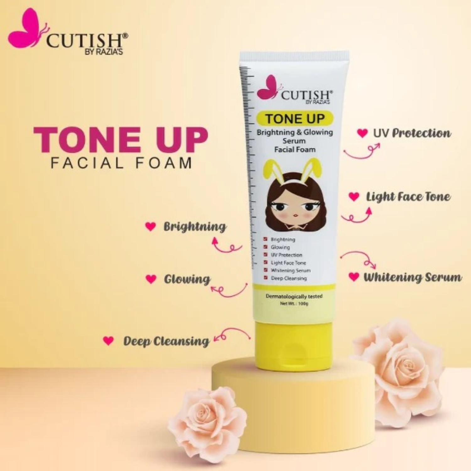 cutish-tone-up-face-wash-brightening-glowing-serum-facial-foam-100g