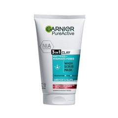 GARNIER 3IN1 CLAY MATTIFIES POPES WASH SCRUB MASH 150ML