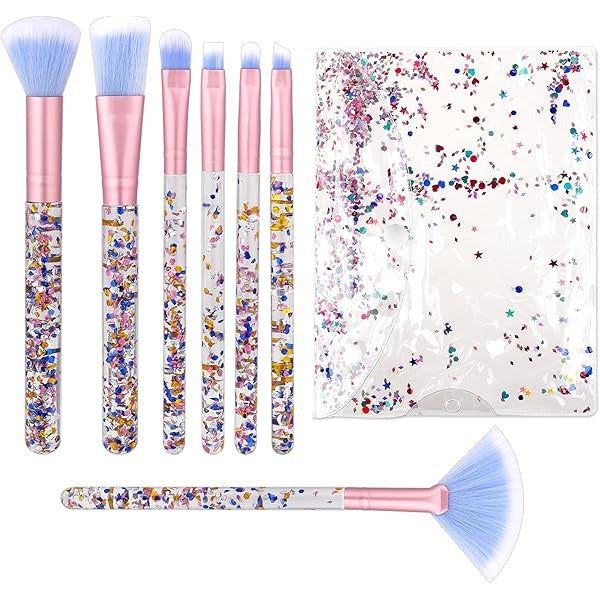GLITTER MAKEUP BRUSHES POUCH 7PCS