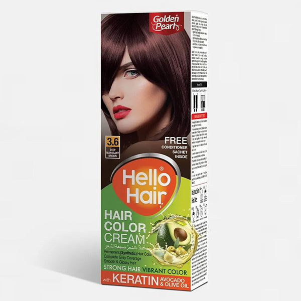 HELLO HAIR COLOR DEEP MAHOGANY BROWN #3.6 50GM