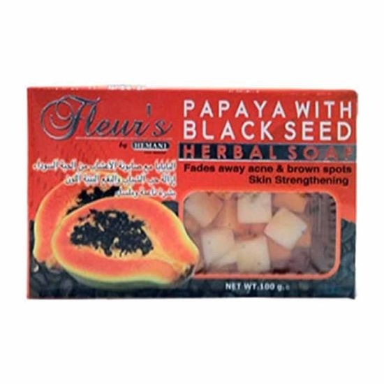 HEMANI FLEURS PAPAYA WITH BLACK SEED HERBAL SOAP 100G