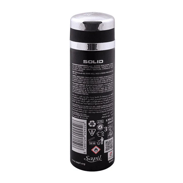 SAPIL BODY SPRAY SOLID BLACK 200ML