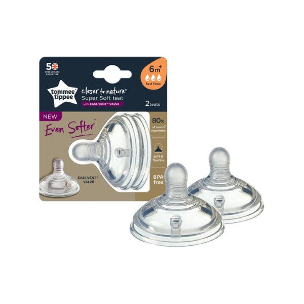 TOMMEE TIPPEE FAST FLOW SOFT TEATS 2PCS 423963